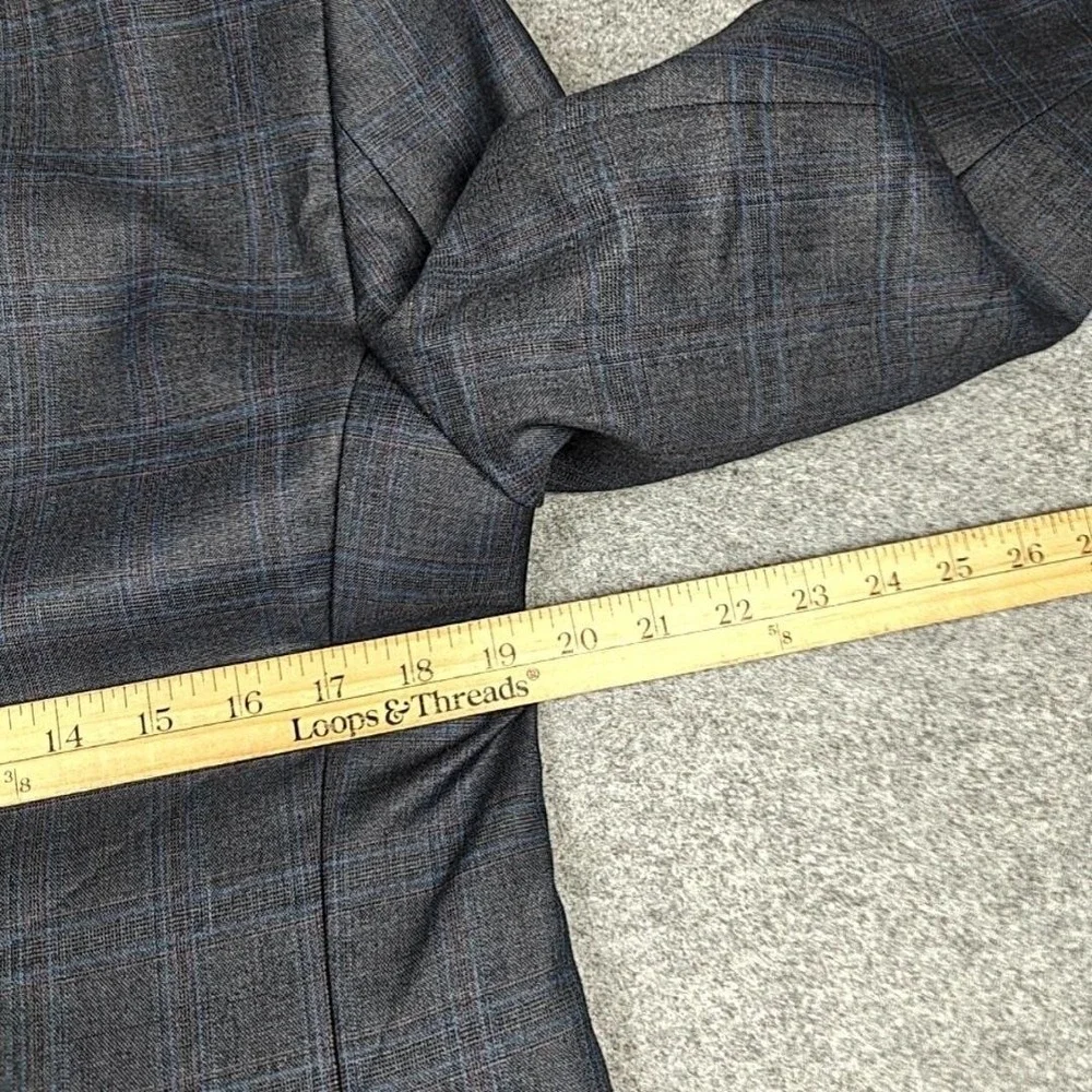 Statement‎ Suit Jacket Vest Mens 40R Gray Plaid Wool Cashmere 2 Piece Slim Fit
